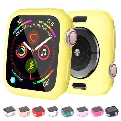 China Colorful Soft 360 Degree Cover Device Cover For Apple Watch 44mm 40mm iWatch Case 42mm Bumper Protector 38mmSilicone Apple Watch Series 6 Se 5 4 for sale