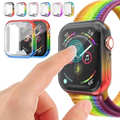 China 360 Degree Full Cover Device Screen Protector Case For Apple Watch 5 40mm 44mm Full Rainbow Cover For iWatch Series 6 SE 5 42mm Bumper Shell 38mm Protector for sale