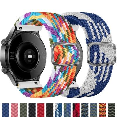 China Adjustable Strap With Adjustable Buckle Clasp Buckle Braided Solo Loop Nylon Strap For Samsung Galaxy Watch 2 Active Amazfit Huawei GTR GT2 For 22mm 20mm Band for sale