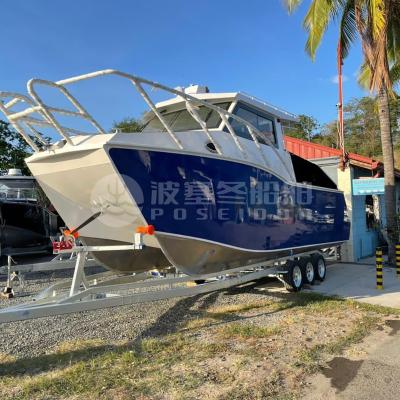 China Factory Sales 7.9m Twin Hulls Offshore Fishing Boat Catamaran Aluminum Luxury Boat 26ft for sale