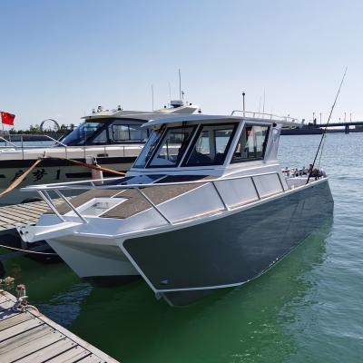 China Fishing/Working/Passenger Carry 26ft 7.9m Offshore Fishing Twin Hull Aluminum Sea Cruiser Cabin Fishing Yacht Boat For Sale for sale