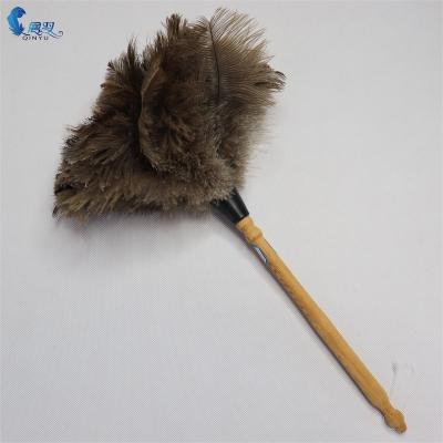 China Wholesale New Popular Creative Shape Handle Duster Overall 46cm Ostrich Feather Wooden Cloth Manual For House Car Cleaning for sale