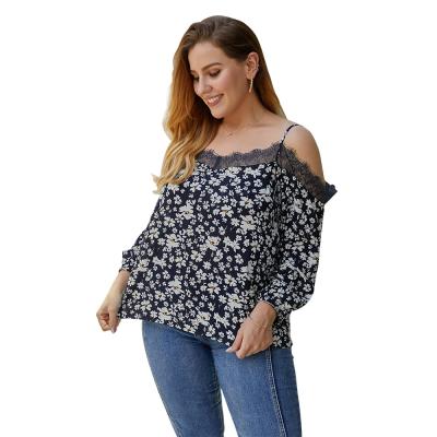 China Autumn plus size women's blouses and shirts long sleeve floral print ladies blouse fabric women clothes for sale