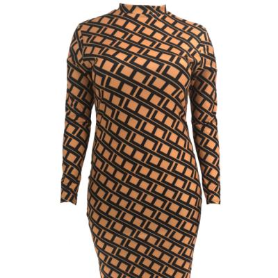 China 2021 New Style O Neck Long Sleeve Print Ready Made Handmade Fashion Breathable Mesh Women Autumn Midi Casual Fairy Dresses for sale