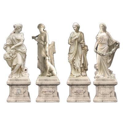 China Europe Garden Statues Classical Antique White Godness Of Natural Marble Female Sculpture Four Seasons Decor for sale