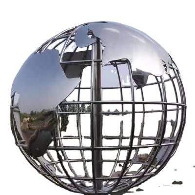 China The Globe Abstract Outdoor Sculpture for Garden and Square Large Modern Stainless Steel Sculpture Metal Carving Map Statue for sale