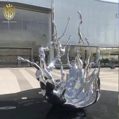 China Abstract Modern Metal Sculpture Large Stainless Steel Garden Spray Abstract Statue for sale