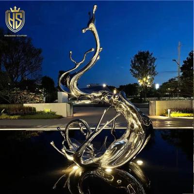 China Abstract Outdoor Sculpture For Garden And Square Modern Large Stainless Steel Sculpture Metal Abstract Sterilize Statue Mirror Polished for sale