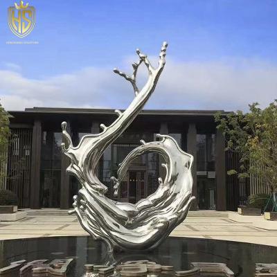 China Abstract Outdoor Sculpture For Garden And Hotel Modern Stainless Steel Sculpture Metal Abstract Sterilize Statue Mirror Polished for sale