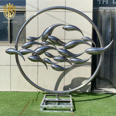 China Abstract Garden Sculpture Stainless Steel Decoration Abstract Outdoor Metal Craft The Carp Leaping By Dragon Gate for sale