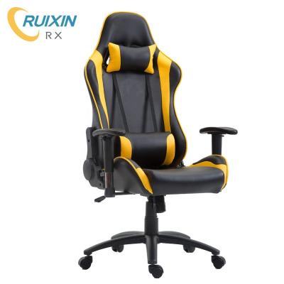 China Adjustable (Height) Racing Seat Office Gaming Chair Black And Yellow Leather Gaming Chair for sale