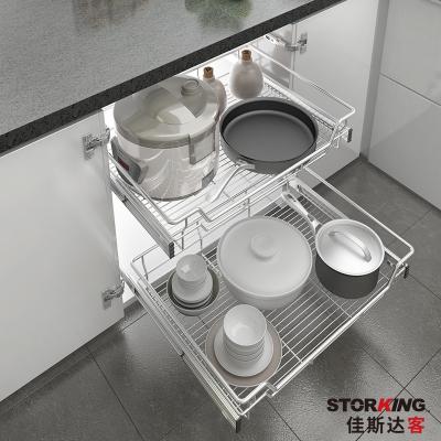 China La cocina SS304 saca la galjanoplastia de Chrome de la cesta de alambre de Cabinet Pull Out del organizador en venta