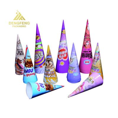 China Disposable Cone paper cup ice cream food packaging cone sleeve ice cream sleeve for sale