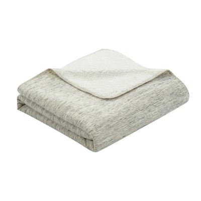 China PORTABLE LOW MOQ Super Soft Promotion Customized Washable Microfiber Sherpa Fleece Blanket For Sofa for sale