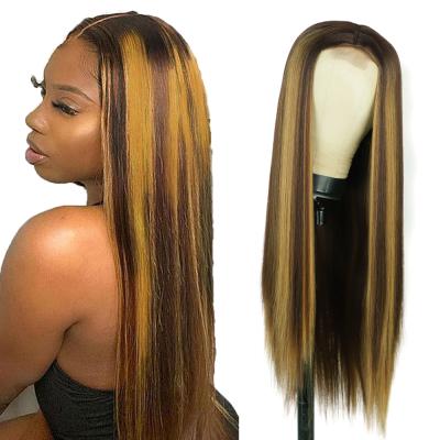 China High Quality Natural Fiber Straight Synthetic Heat Resistant Wig Full Lace Front Human Hair Wigs For Black Women for sale