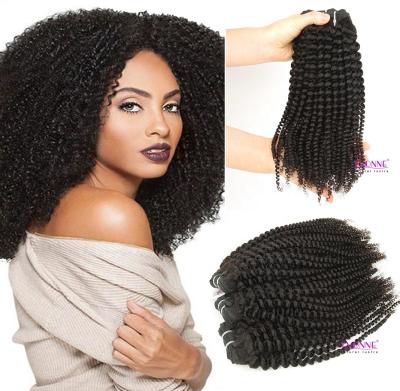 China No Shedding Human Hair Yvonne Brazilian Hair Coily Weave Remy Human Virgin Curly Hair Extensions No Shedding Bundles for sale