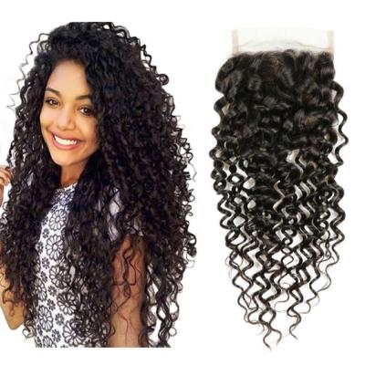 China Swiss Lace Top Closure Yvonne Hair Top 4x4 Unprocessed Malaysian Curly Virgin Malaysian Curly Lace Top Closure Baby Hair for sale