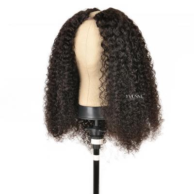 China Yvonne Unprocessed Virgin Hair Real Human Hair u Part Wigs Malaysian Curly Thin Malaysian Curly Part Wig For Woman for sale