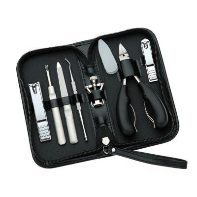 China WELLFLYER MS-737 Durable Black 7 in 1 Nail Clippers Kit Pedicure Care Tools Men Grooming Kit Manicure Set for sale