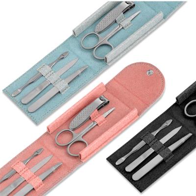 China Wellflyer MS735 5pcs Custom Manicure Pedicure Set Nail Care Tool Kit With Case Logo Manicura Nail Clippers Men's Beauty Tool Set for sale