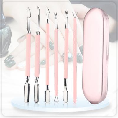 China Different Stainlless Steel 40 Stainless Steel Nail Pusher Gel Nail Polish Remover Tools Double Sided Nail Cuticle Pusher for sale