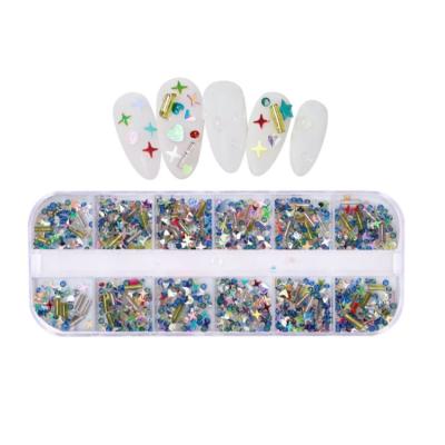 China Metal Wellflyer NABD-052 Nail Stickers Set Holographic Crystal Rhinestones Multi-shape Glitter Nail for sale