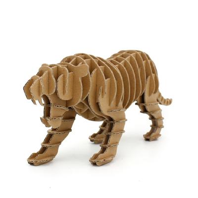 China DIY TOY 100% recycled cardboard 3d puzzle corrugated animal tiger for sale for sale