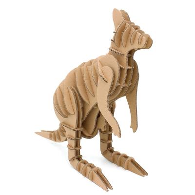 China DIY TOY Corrugated Board Material Children 3d Puzzle Game Kangaroo Animal Model for sale