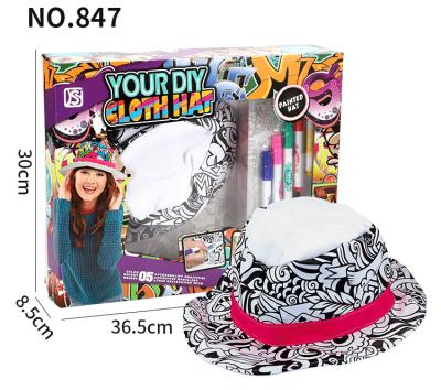 China Develop creativity hot selling creative painting hat kids craft set fabric diy hat with pens for sale