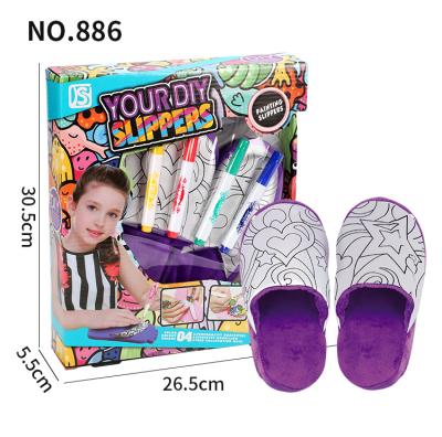 China Expand DIY Creativity Doodle Painting Craft Kit Painted Toys Kids Shoes Cotton Slippers for sale