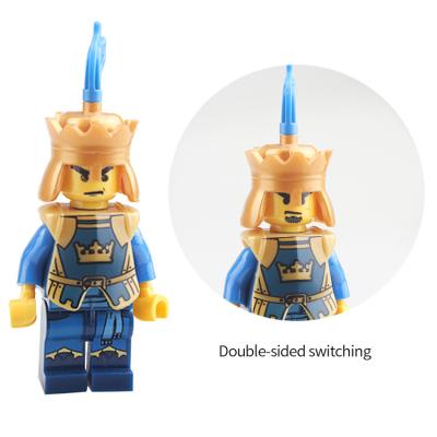 China DIY TOY Building Blocks Children Gift Small Face Changing Blue Crown Knights Figurine for sale