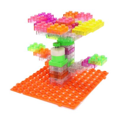 China Children's Educational Toy 62 Pieces DIY Electronic Manual Children's Toy Lamp Brick Building Block Toy Amusement Rotating Educational Toy for sale