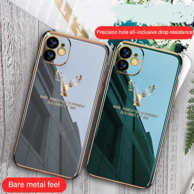 China Ultra Thin Anti-drop Plating Protect Elk Deer Soft Silicone Phone Case For iPhone 7 8 6 6s Plus Se 12 11 Pro XS Max XR X for sale