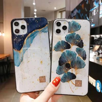 China New Anti-fall Gold Foil Chic Marble Glitter Soft Silicone Cover Phone Cases For iPhone 12 11 pro Max XR X 8 7 6 plus for sale