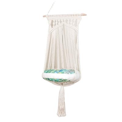 China Travel Bohemian Wall Hanging Lace Up Hand Woven Hanging Pet Hammock Cat Dog Hammock Line Toy Garbage Basket Cotton Pet Swing for sale