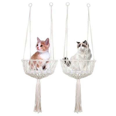 China Wholesale Handmade Woven Pet Hammock Cat Swing Bed Wall Hanging Travel Macrame Window for sale