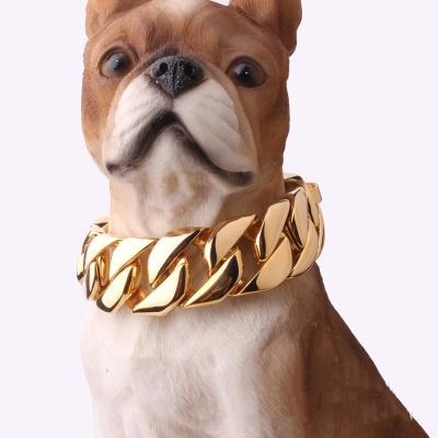 China Quick Release Titanium Metal Steel Links Slip 18K Safety Buckle Link Chain Paror Plated Cuban Dog Collar for sale