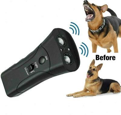 China Stocked Doubleend Dog Reflector Bark Stop Bark Training Equipment Trainer LED Ultrasonic Barking Anti Ultrasonic Battery Free for sale