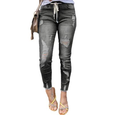 China Sustainable Factory Supply High Quality Destroy To Wash Sustainable Skinny Jeans Women for sale