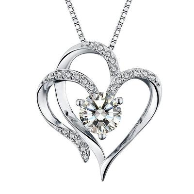 China Fashion CLASSIC Diamond Multilayer Heart Pendant 925 Sterling Silver Necklace Jewelry for sale