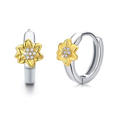 China CLASSIC Sunflower Ring Ear Hook 925 Sterling Silver Earring Fashion Jewelry for sale