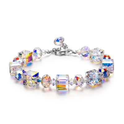 China Wholesale Amazon Explosion of Crystal Sugar Cube Jewelry Aurora Crystal Bracelet CLASSIC fashion for sale