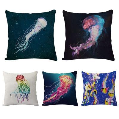 China 2021 newest Heat-transfer design printed jellyfish plush pillow household cushions are removable and washable stuffed toys for sale