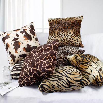 China Custom Leopard/Giraffe/Zebra Pattern/Heat-Transfer Fur Bedroom Printed Decorative Plush Pillow Household Cushions Removable Washable Stuffed Toy for sale