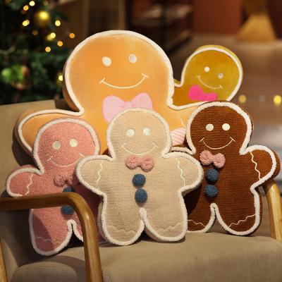 China Custom Warm Plush Pillow Cute Heat-Transfer Gingerbread Man Plush Household Cushions Stuffed Decorations for sale