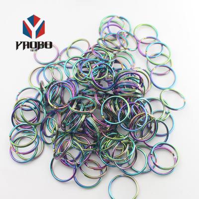 China good quality & Reasonable Price Metal Round Split Edge Color Rings Rainbow Key Ring Manufacturing for sale