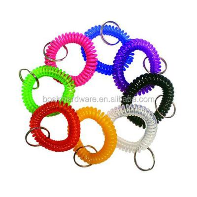 China good quality & Reasonable Price Fashion High Quality Plastic Spiral Rings Custom Logo Metal Colored Wrist Coil Making Keychain for sale