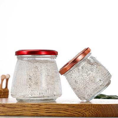 China New Design Food Grade Empty Clear Round Bird's Nest Bottle Glass Honey Jam Jar With Lid for sale