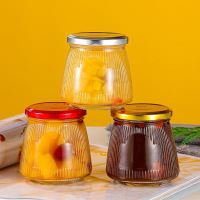 China Hot Sale 30ml 50ml 75ml 100ml 150ml Food Container Honey Jelly Jam Glass Jar Container Bottle with Metal Lids for sale