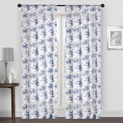 China Royal Blue100% Polyester Prtinted Window Curtains Panel For Living Room for sale